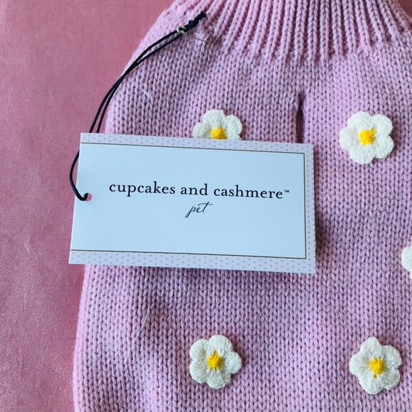 Cupcakes and Cashmere Pet Dog  Pink Flower  Knit  Sweater  Size :XS - Picture 3 of 4